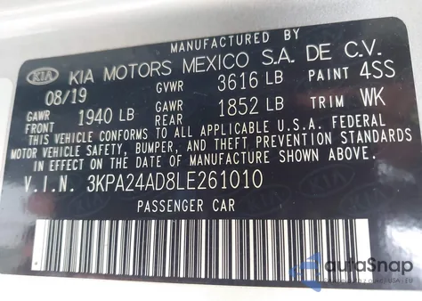 2020 Kia Rio S из США, поврежденный, VIN 3KPA24AD8LE261010